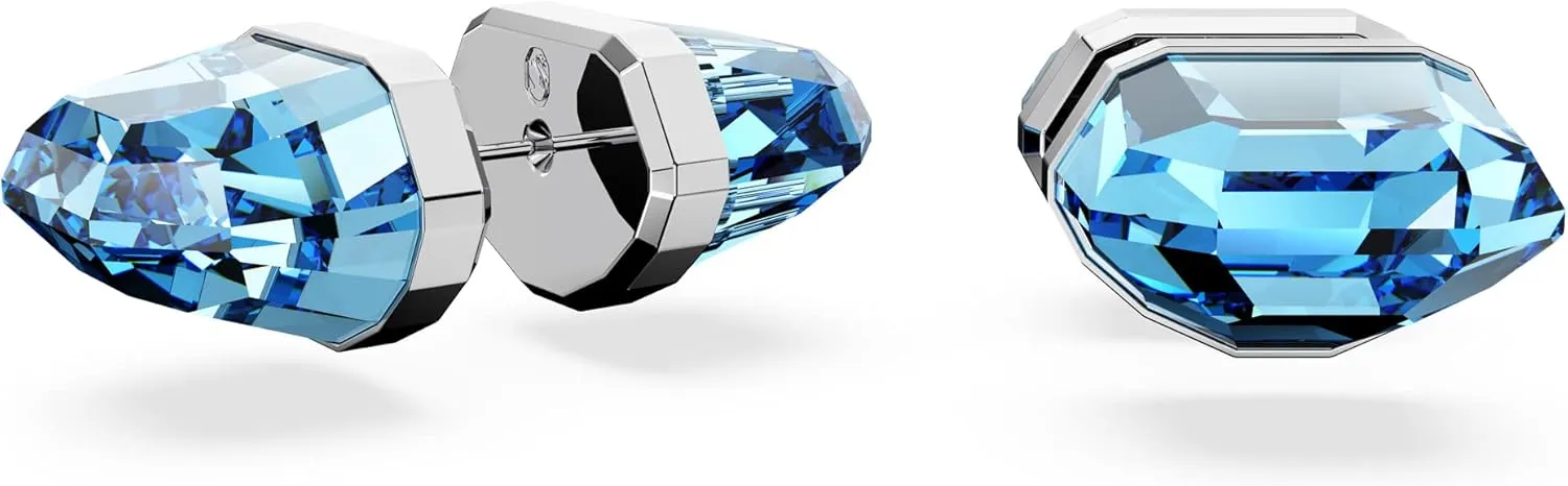 SWAROVSKI Lucent Pierced Stud Earrings, Bright Blue Crystals on a Rhodium Finished Setting, Part of the Swarovski Lucent Collection