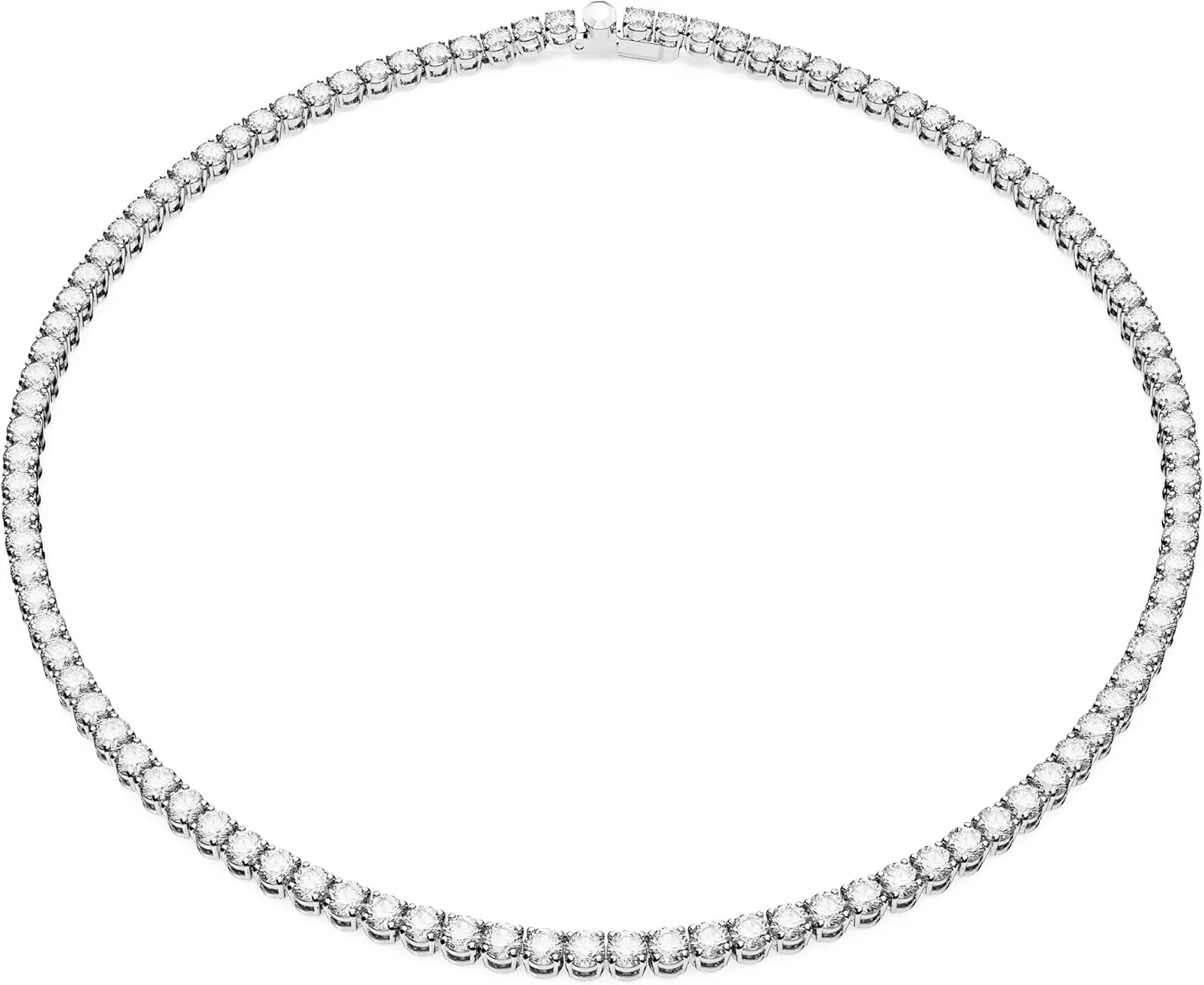 Swarovski Matrix Tennis Necklace, Round Cut, Clear, Rhodium Finished