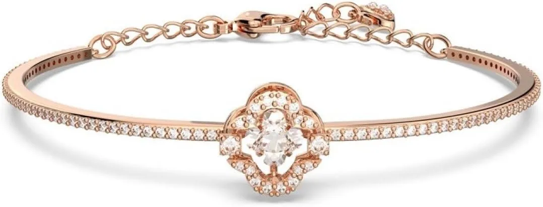 Swarovski Sparkling Dance bangle, White, Rose gold-tone plated