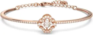 Swarovski Sparkling Dance bangle, White, Rose gold-tone plated