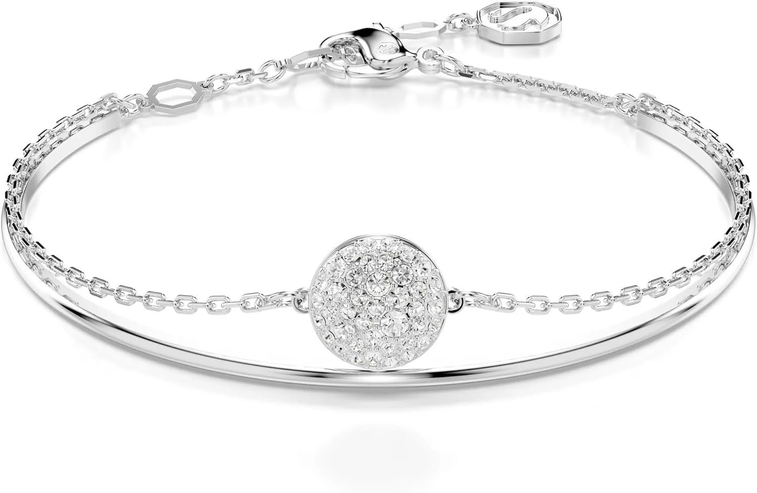 Swarovski Sublima Bangle Bracelet, Meteor Motif with Snow Pavé of Clear Round Crystals in a Rhodium-Finished Setting, Part of the Sublima Collection
