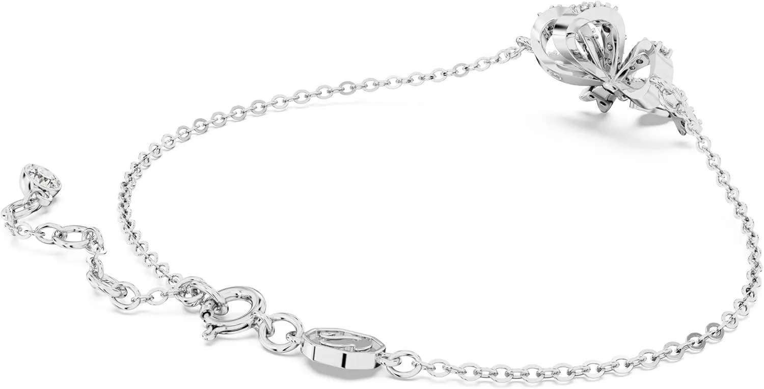 SWAROVSKI Volta Necklace, Earrings, and Bracelets Jewelry Collection, Bow-Inspired Clear Crystals with Rhodium Finish