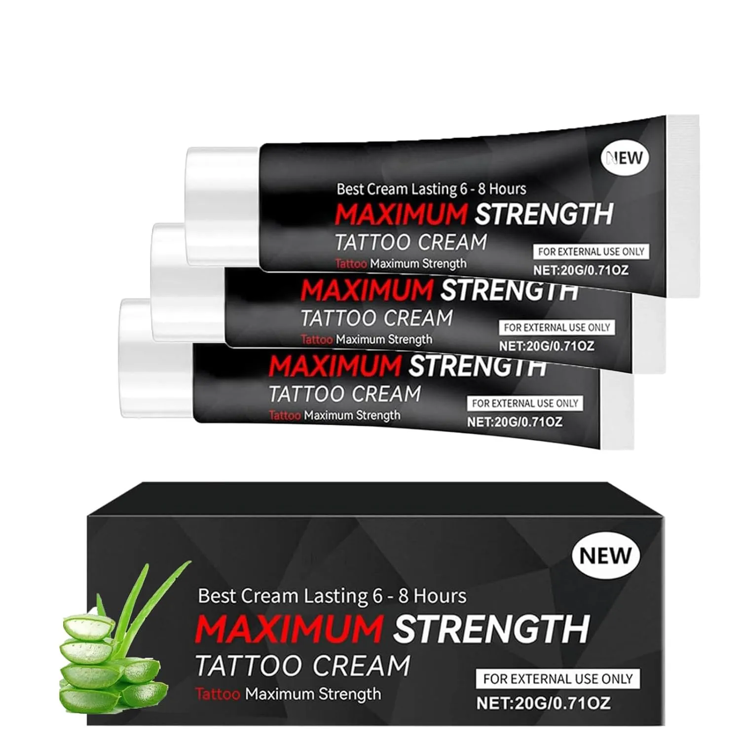 Tattoo Numbing Cream Gel, Tattoo Numbing Cream Extra Strength 6 Hours Maximum Strength, Keep Tattoos Bright and Long-Lasting, Moisturizes and Soothes Joint Skin Caring for Dry Skin (3PCS)