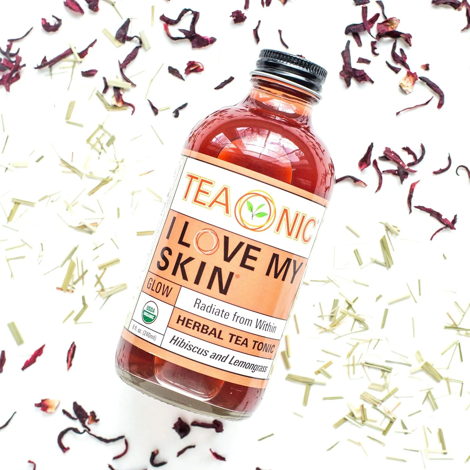 TEAONIC I Love My Skin Detox Tea, Refreshing Herbal Tea With Hibiscus And Lemongrass, Zero Calorie, Sugar-Free, Caffeine-Free, Pack of 12, 8 Fl. Oz Each