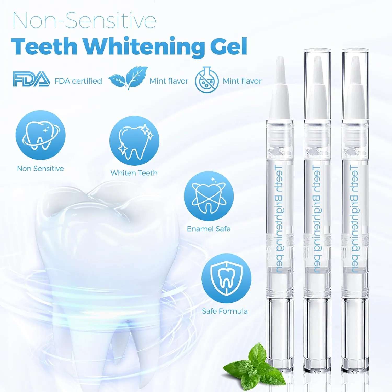 Teeth Whitening Kit for Sensitive Teeth - 16 LED Light - 30 Min Professional Non-Sensitive Fast Teeth Whitener with 3 Carbamide Peroxide Whitening Gel and Shade Guide - White
