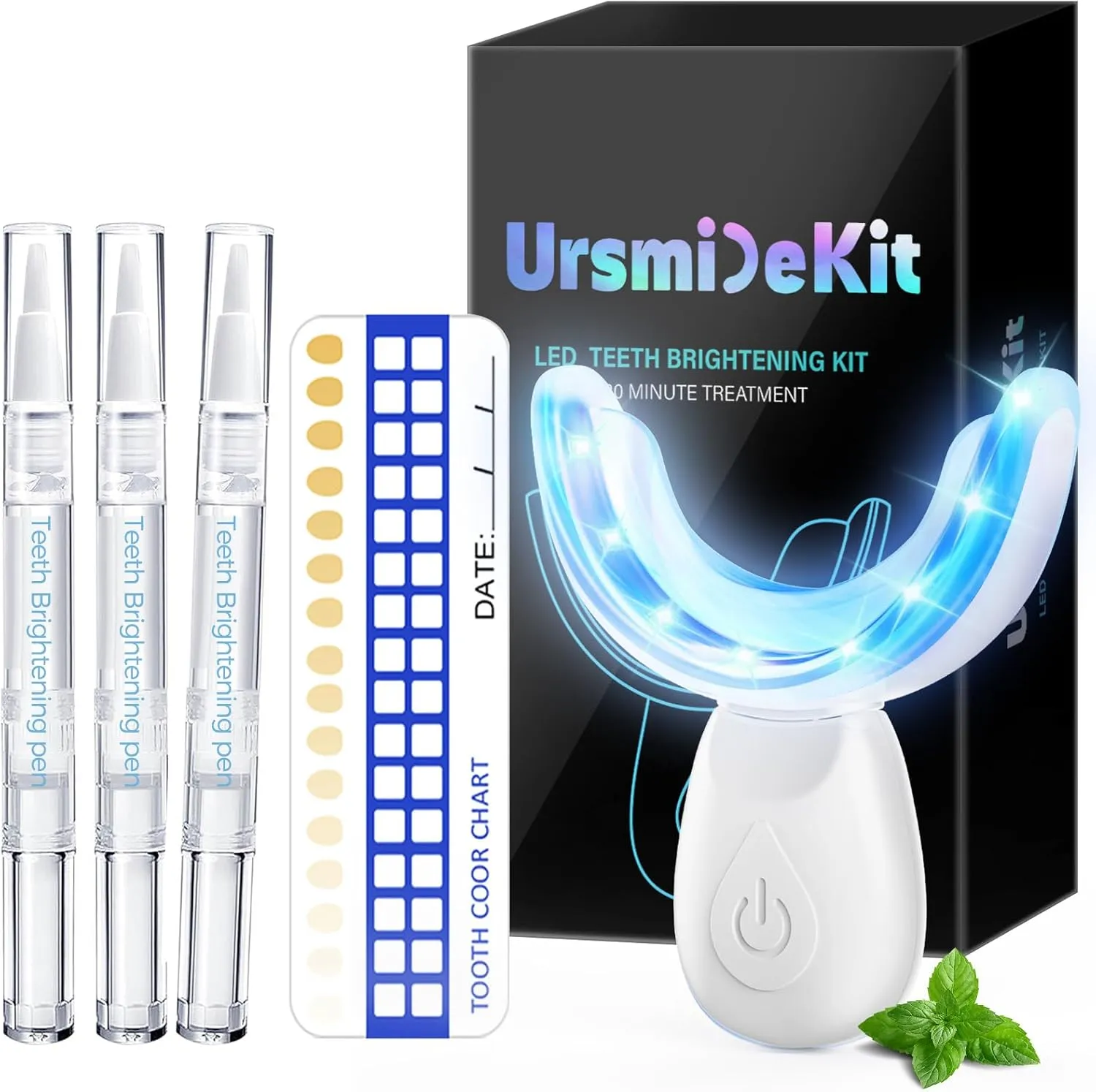 Teeth Whitening Kit for Sensitive Teeth - 16 LED Light - 30 Min Professional Non-Sensitive Fast Teeth Whitener with 3 Carbamide Peroxide Whitening Gel and Shade Guide - White