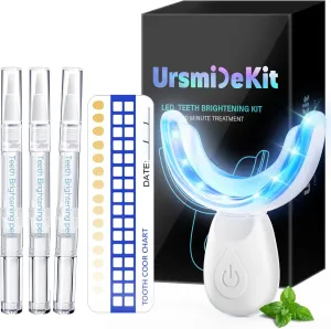 Teeth Whitening Kit for Sensitive Teeth - 16 LED Light - 30 Min Professional Non-Sensitive Fast Teeth Whitener with 3 Carbamide Peroxide Whitening Gel and Shade Guide - White
