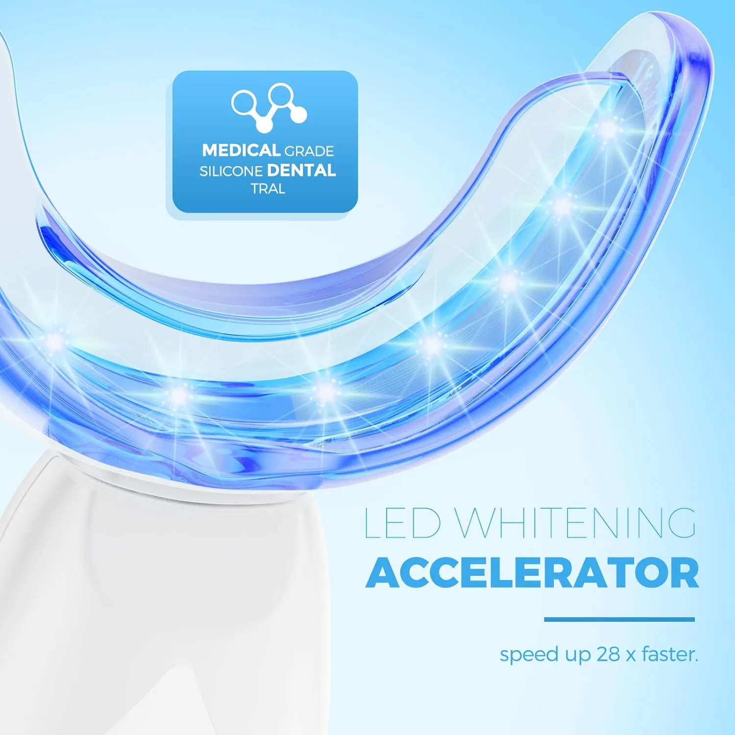 Teeth Whitening Kit for Sensitive Teeth - 16 LED Light - 30 Min Professional Non-Sensitive Fast Teeth Whitener with 3 Carbamide Peroxide Whitening Gel and Shade Guide - White
