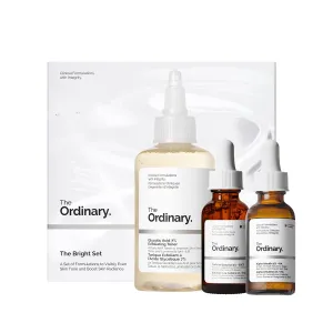 The Ordinary The Bright Set, 3-Step Regimen for Radiant, Even Skin Tone with Glycolic Acid 7% Exfoliating Toner, Alpha Arbutin 2%   HA, and Caffeine Solution 5%   EGCG | Skin Care Set