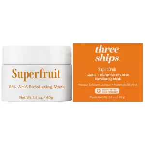 Three Ships Superfruit Exfoliating Face Mask with Lactic   Multifruit 8% AHA - Brightens and Removes Dead Skin Cells, Soothes and Hydrates Skin (40g)