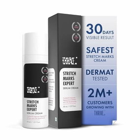 Thri'veCo Stretch Marks Expert Serum Cream | For New (red) & Old (white) Stretch Marks Removal & Skin Hydration | Powered by Striover, Rosehip Oil & Squalane | For Men & Women | 30ml