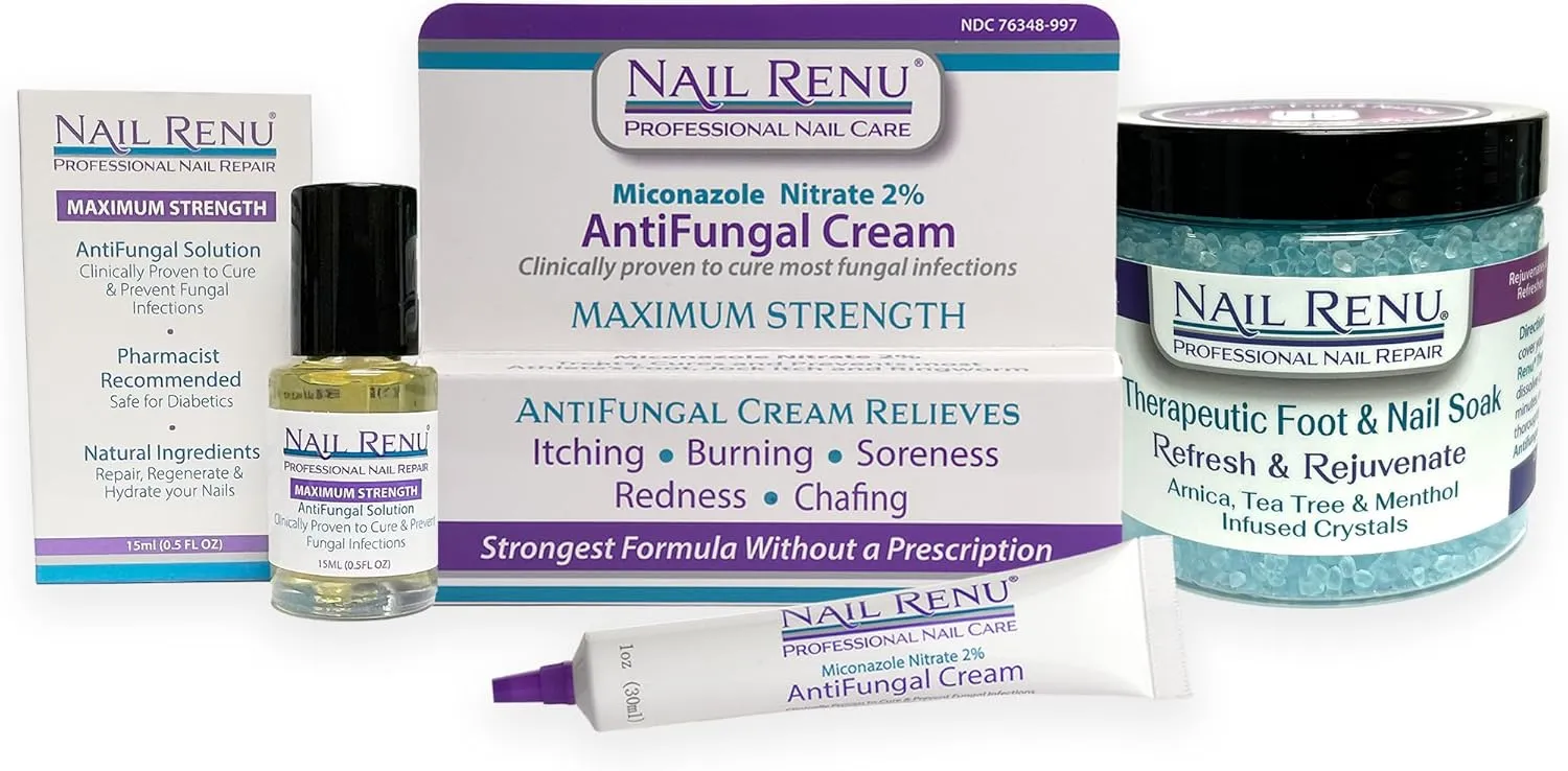 Treat Your Feet Kit, Foot Fungus Treatment Kit with Tolnaftate Antifungal Nail Treatment, Miconazole Cream, and Foot Soak Salts, Treats Nail Fungus and Athletes Foot