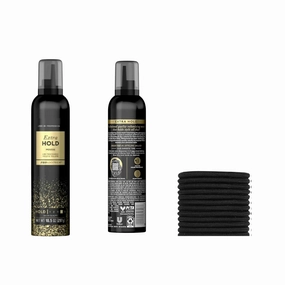Treseme Extra Hold Hair Mousse 24H Touchable Hold & Volume All Hair, 10.5 oz Pack of 1 hair spray freeze hold INCLUDED 3mm elastic hair ties 10 Pieces Black elastic hair ties for Thick and Curly Hair