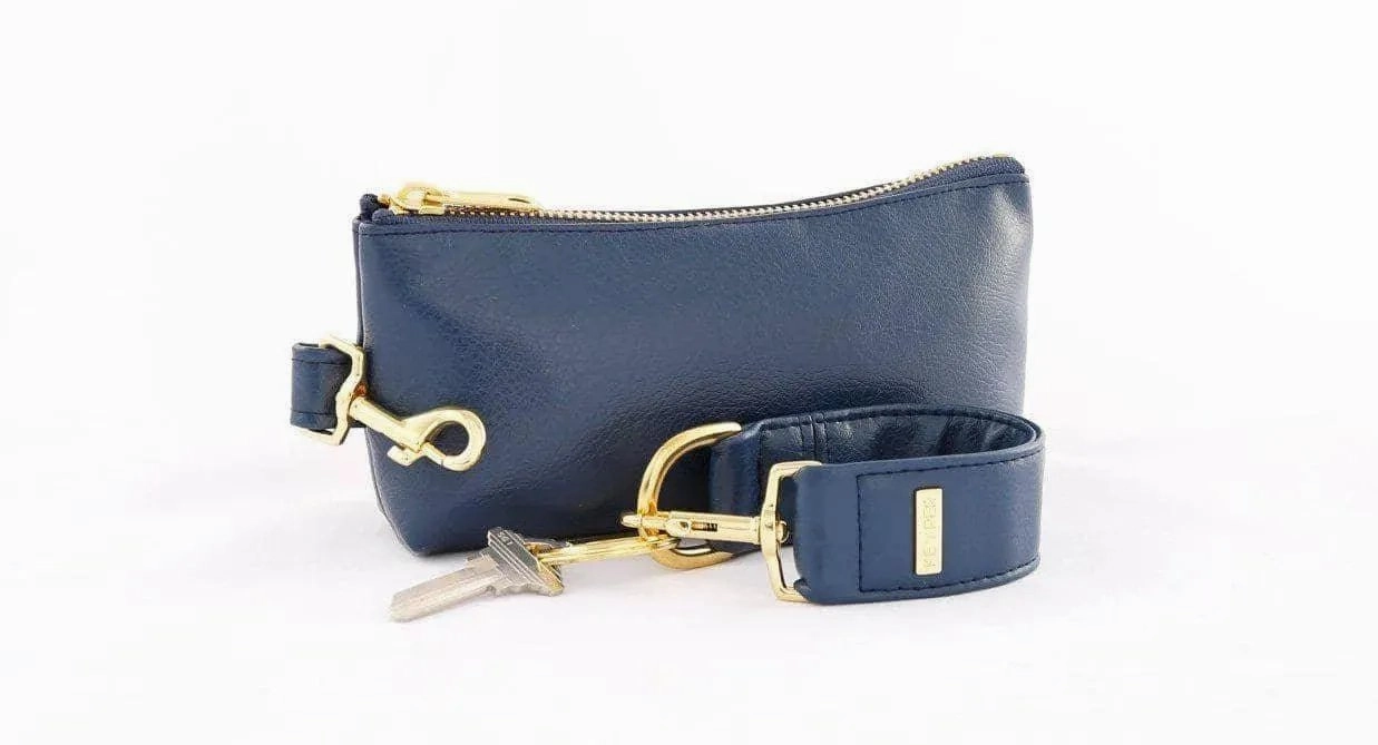 True Navy Vegan Leather 2-Piece Wristlet Set