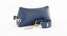 True Navy Vegan Leather 2-Piece Wristlet Set