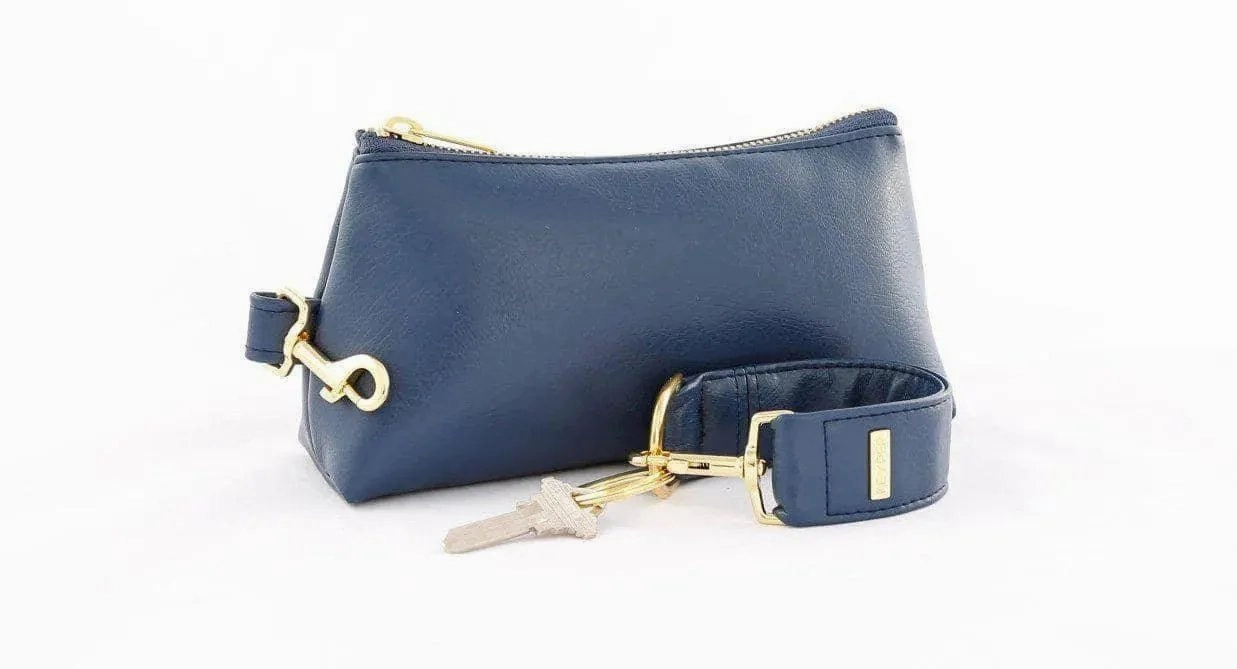 True Navy Vegan Leather 2-Piece Wristlet Set