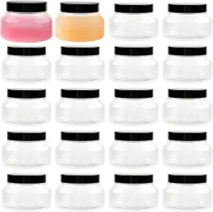 TUZAZO 8 Oz Plastic Container Tuscany Jars with Lids BPA Free, 24 Pack Empty Round Clear Cosmetic Containers Body Butter Jars for Lotion, Cream, Gel, Sugar Scrub