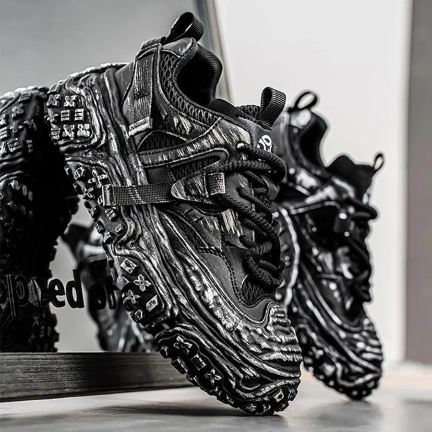 Unisex Chunky Platform Sneakers, Futuristic Techwear Dad Shoes, Y2K Fashion Outdoor Streetwear, Breathable Non Slip
