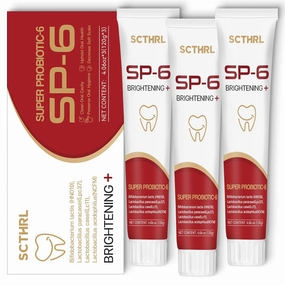 Upgraded SP-6 Probiotic Whitening Toothpaste, Advanced Whitening Formula with 4 Probiotics, Mint Flavor for Fresh Breath, Fluoride-Free, Removes Plaque, Protects Enamel, Perfect for Family Oral Care.