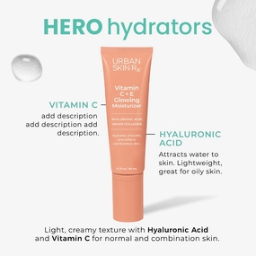 Urban Skin Rx Radiant & Bright Glowing Moisturizer, Lightweight Antioxidant-Rich Daily Skin Moisturizer | Hydrates and Brightens, with Collagen, Hyaluronic Acid, and Vitamins C & E, 1.7 oz