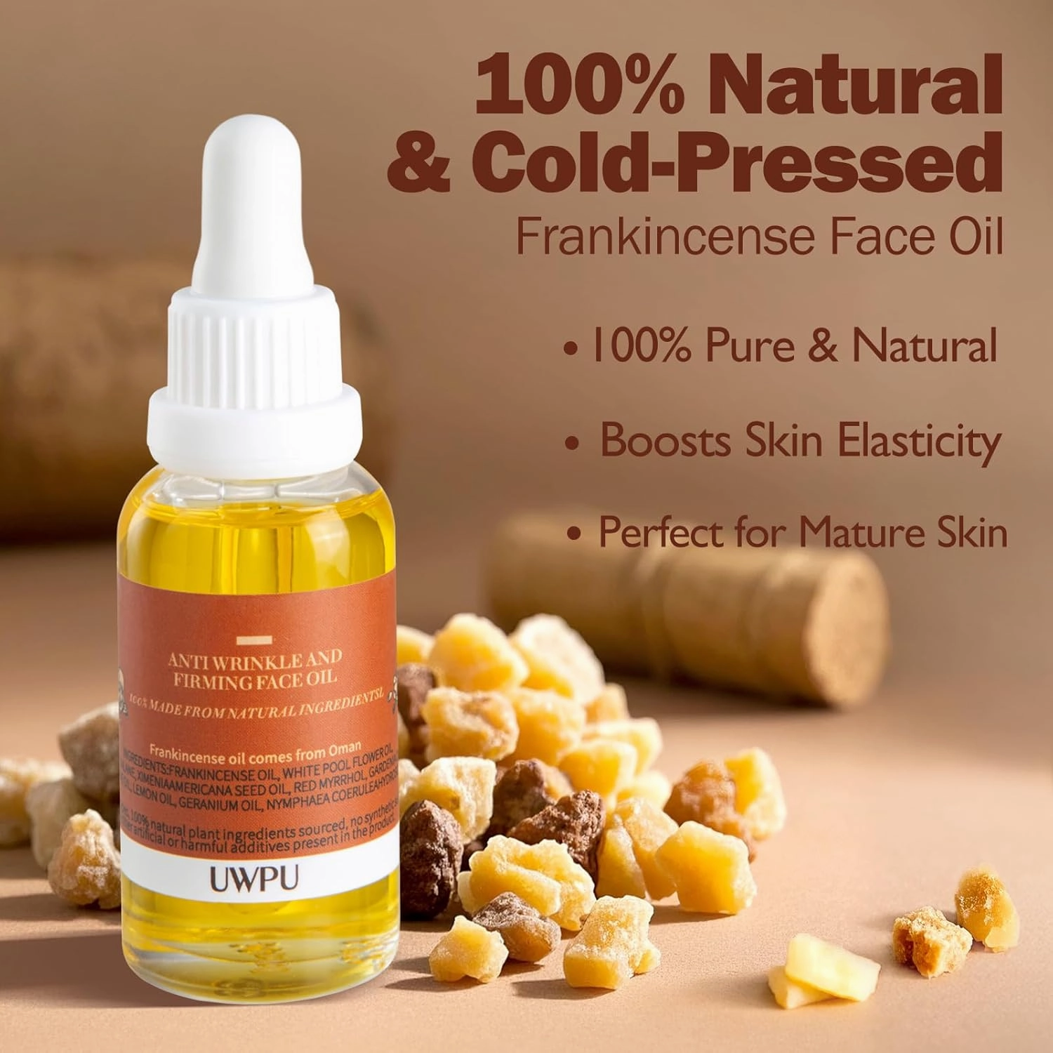 UWPU-Frankincense Oil For Face with organic mastic resin, for facial nourishment and care miracle, cold extracted facial oil essence natural care product, deeply nourish and revitalize the skin