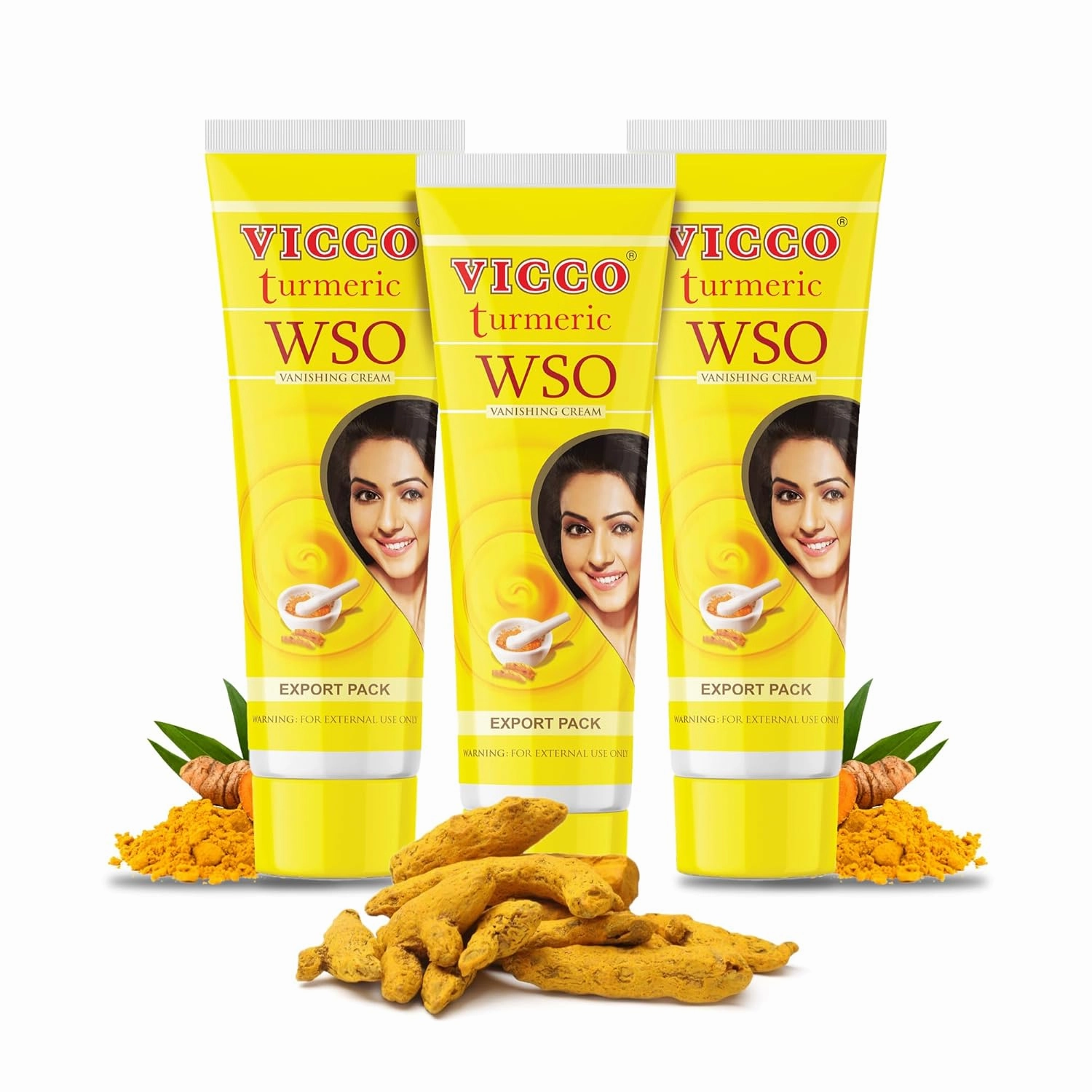 Vicco Turmeric WSO Face Moisturizer Cream 70 Year Legacy of Ayurveda, Hydrating with Natural Turmeric for Clear, Radiant Skin, Vegan, 100% Natural - 2.82 oz (3 Pack)