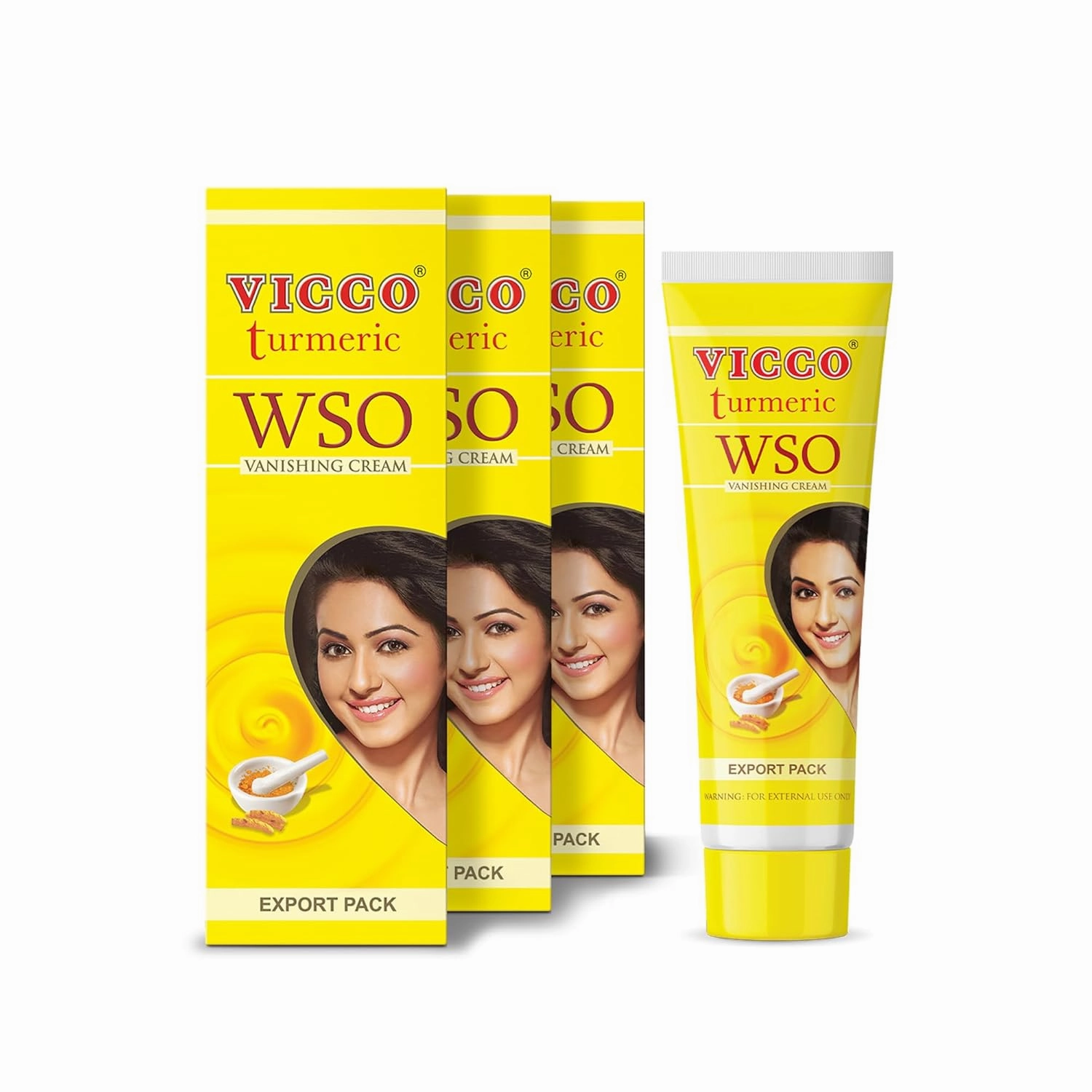 Vicco Turmeric WSO Face Moisturizer Cream 70 Year Legacy of Ayurveda, Hydrating with Natural Turmeric for Clear, Radiant Skin, Vegan, 100% Natural - 2.82 oz (3 Pack)