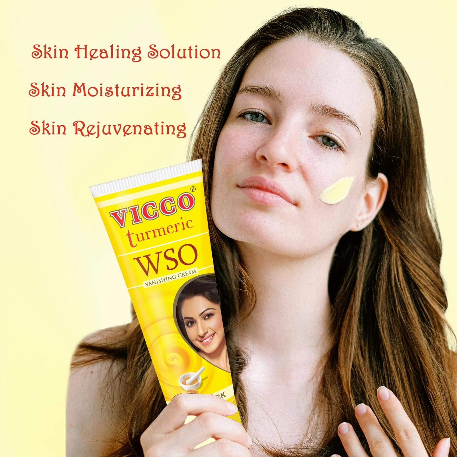 Vicco Turmeric WSO Face Moisturizer Cream 70 Year Legacy of Ayurveda, Hydrating with Natural Turmeric for Clear, Radiant Skin, Vegan, 100% Natural - 2.82 oz (3 Pack)