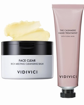 VIDIVICI The Cashmere Hand Treatment Floral Musk 1.69oz.   Face Clear Rich Melting Cleansing Balm 3.38oz. Bundle