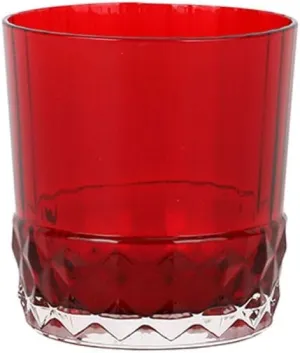 Vietri viva Deco Red Short Tumbler, 3.5" x12oz, Glass Water Cocktail & Beverage Drinkware/Barware
