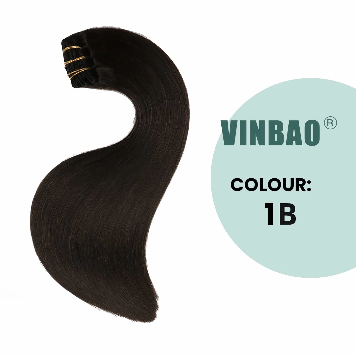 VINBAO Human Hair Extensions Clip in Human Hair Extensions Off Black 16 Inch 100g 6pcs Clip in Hair Extensions Thick Remy Hair Extensions (#1B,16'')