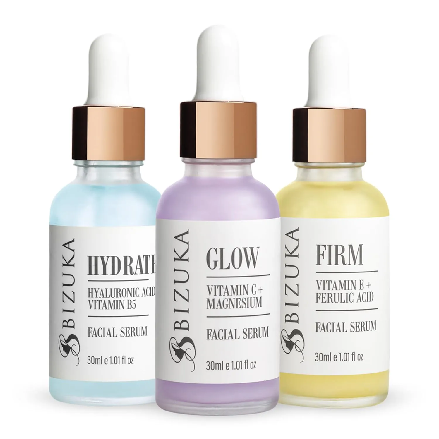 Vitamin C Serum Combo Pack - 3-in-1 Hydrating Skincare Set With Vit C Serum & Magnesium, Vitamin B5 & Hyaluronic Acid, Vitamin E & Ferulic Acid - Natural Formula, No Sulfates or Parabens - 1oz