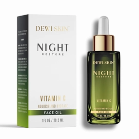 Vitamin C   Squalane Night Facial Oil – Hydrating - Nourishing Botanical Blend with Rosehip, Marula, Camellia & Bakuchiol for Soft, Glowing Skin