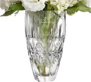 Waterford Marquis Personalized 9" Sparkle Vase, Custom Engraved Crystal Vase for Flowers, Elegant Home Decor