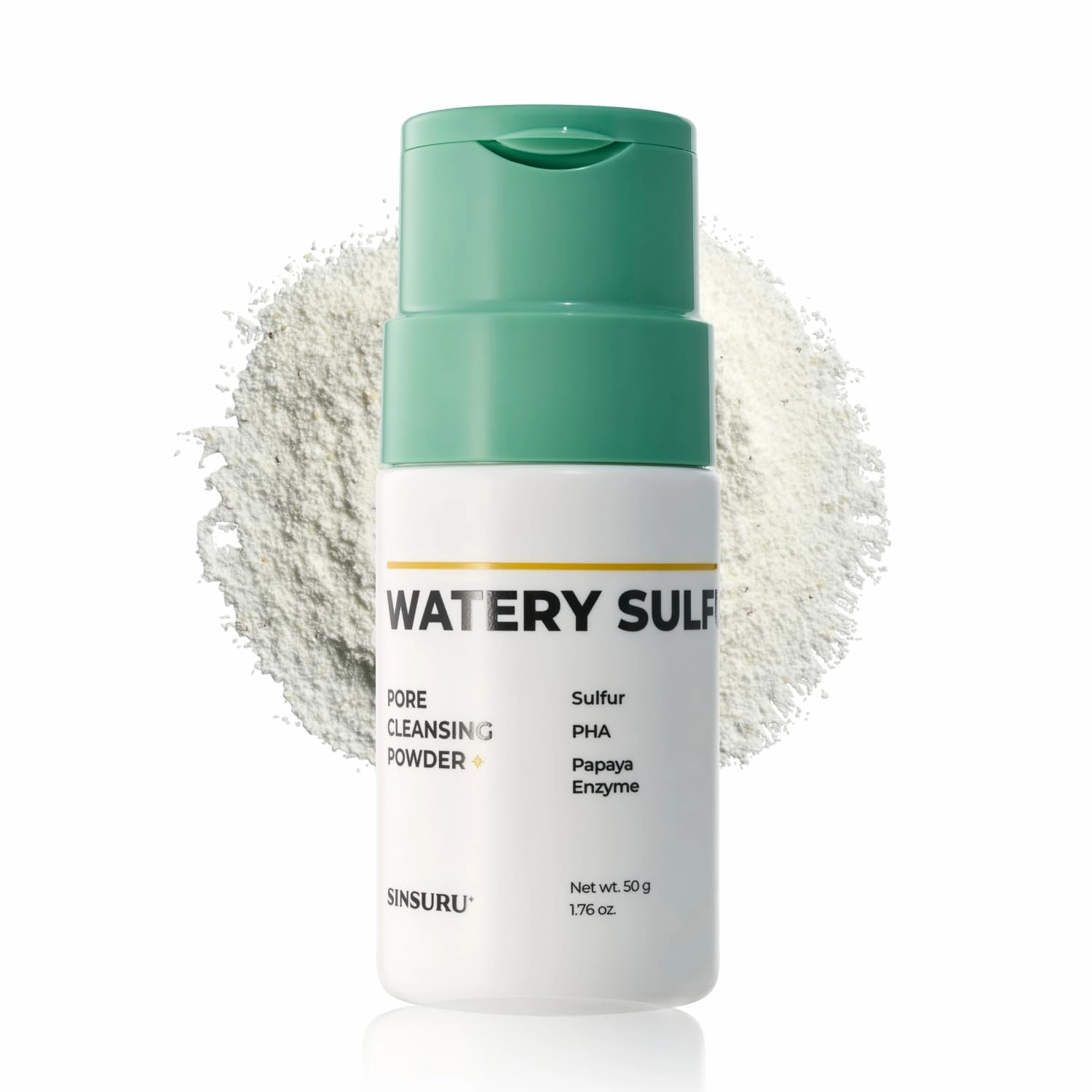Watery Sulfur Pore Cleansing Powder, Korean Enzyme & Rice Powder & PHA Face Wash for Blackhead Removal, Sensitive and Acne-Prone Skin, Radiant Glow, Bumpy skin (1.76 oz / 50g)