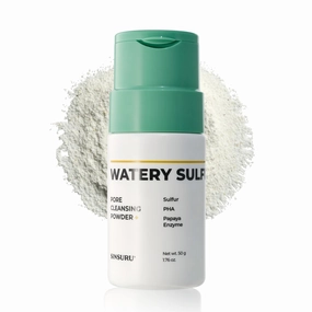 Watery Sulfur Pore Cleansing Powder, Korean Enzyme & Rice Powder & PHA Face Wash for Blackhead Removal, Sensitive and Acne-Prone Skin, Radiant Glow, Bumpy skin (1.76 oz / 50g)