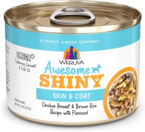 Weruva Awesome Shiny Wet Dog Food, Chicken & Brown Rice, 6oz Can (Pack of 8)