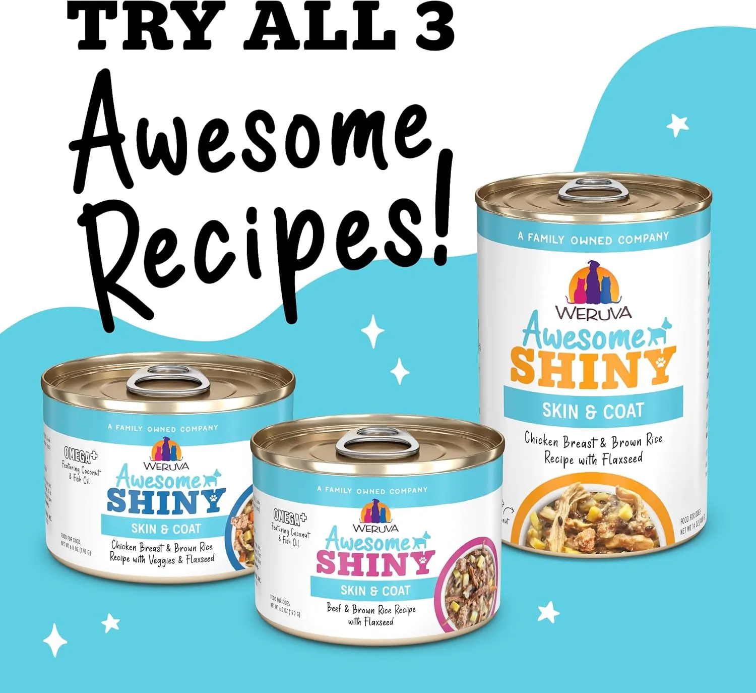 Weruva Awesome Shiny Wet Dog Food, Chicken & Brown Rice, 6oz Can (Pack of 8)