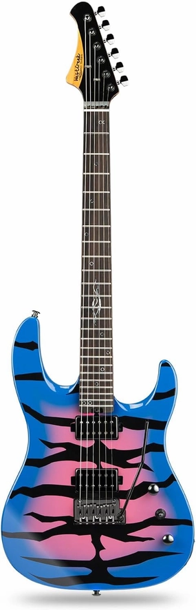 WestCreek Aetheris Solid Body Electric Guitar, Mahogany Body, Maple Neck, Rosewood Fretboard, Rounded End Frets, Bone Nut, 24 Frets (Blue)