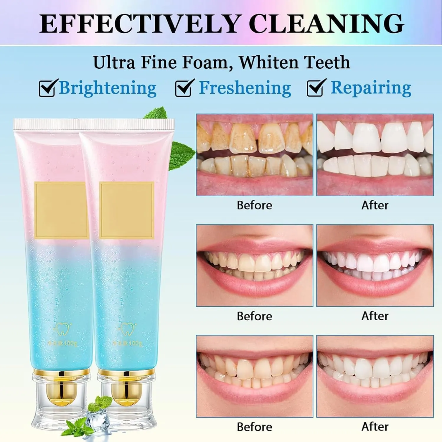 Whimsyard Toothpaste,Acssart Radiant Whitening Toothpaste,Easilyous Bright White,Strictrigid Niacinamide Toothpastes Deep Cleaning,Remove Tooth Stains (2)