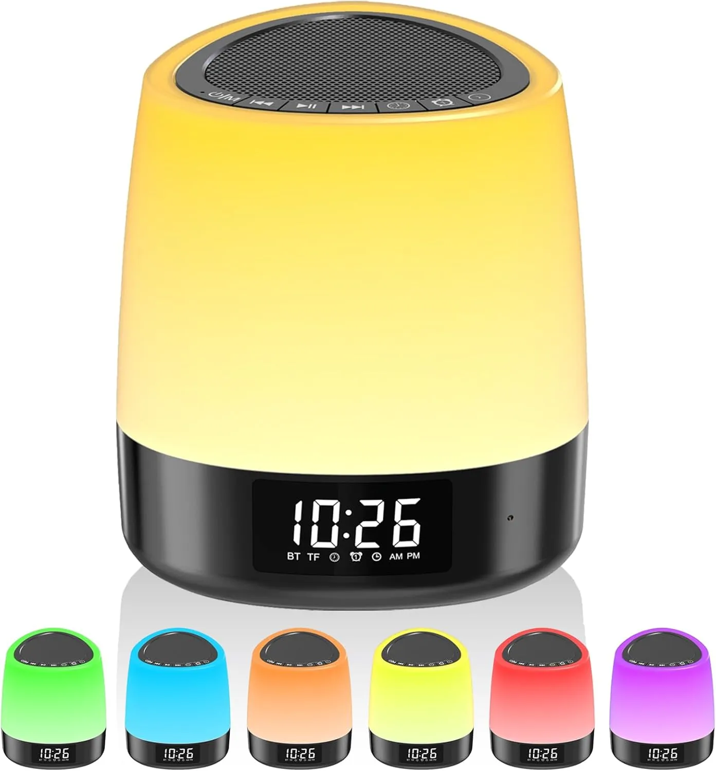 White Noise Sound Machine with 34 Sleep Sounds 8 Colors Night Light, Battery Powered Integrated Alarm Clock Bluetooth Function Sleep Timer, White Noise Machine for Sleeping Adults Baby Black