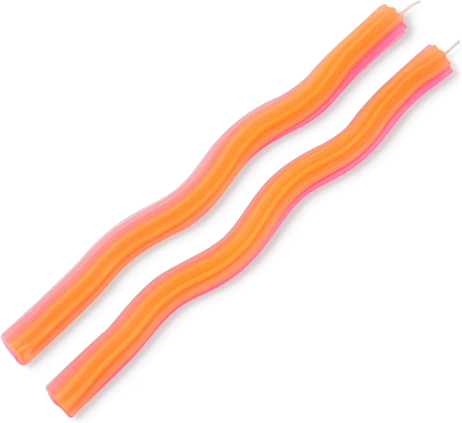 Wiggle Candles (2 Pack) - Joyful Dancing Design Taper Candlesticks | Bright Colors | 7/8” diam x 11” Length | Designed by Lex Pott | Made in USA (Orange)