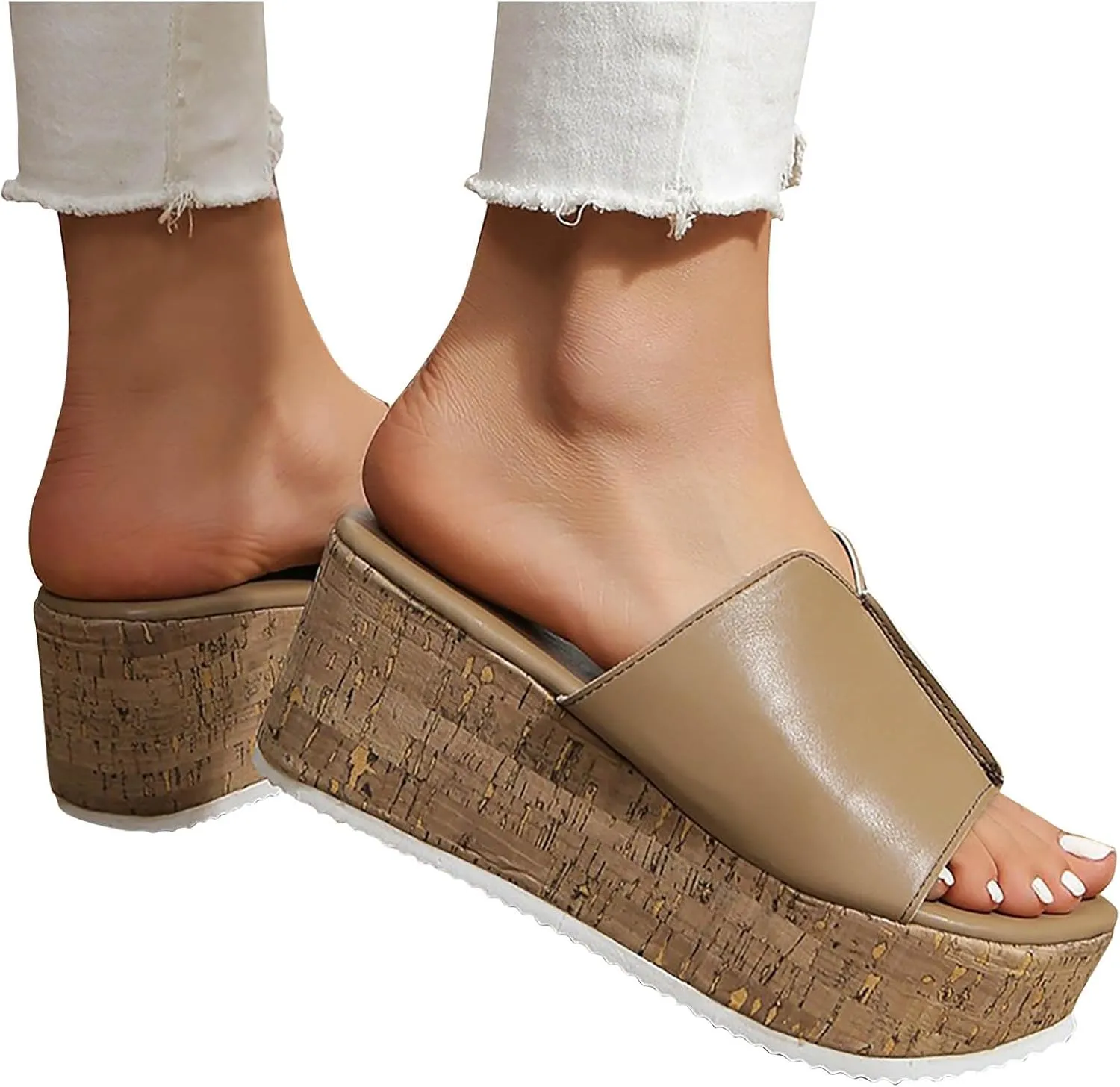 Women 2025 Solid Chunky Slipper Open Toe Casual Sandals Platform Anti-Slip Heighten Slide Simple Slip on Sandal