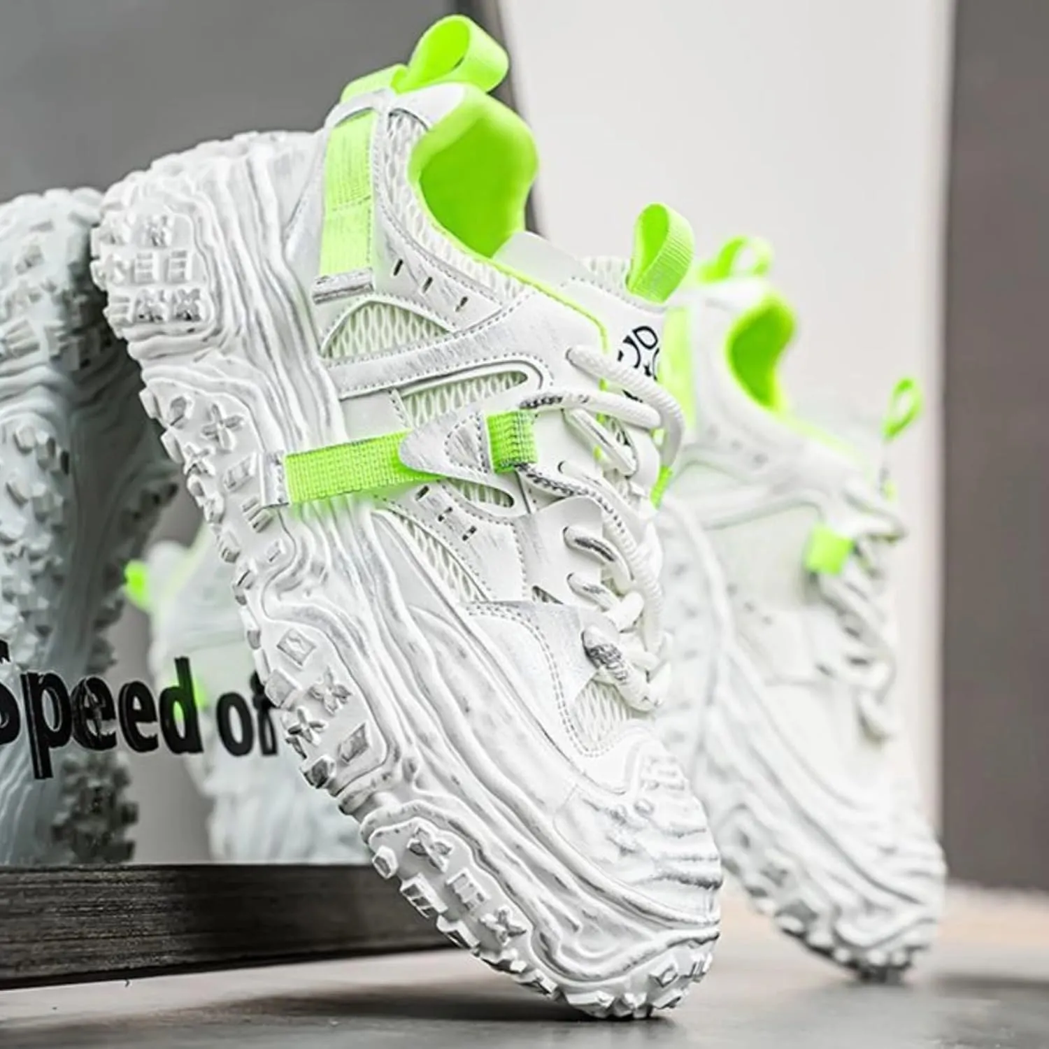 Women Chunky Platform Sneakers, Futuristic Techwear Dad Shoes, Y2K Fashion Outdoor Streetwear, Breathable Non Slip