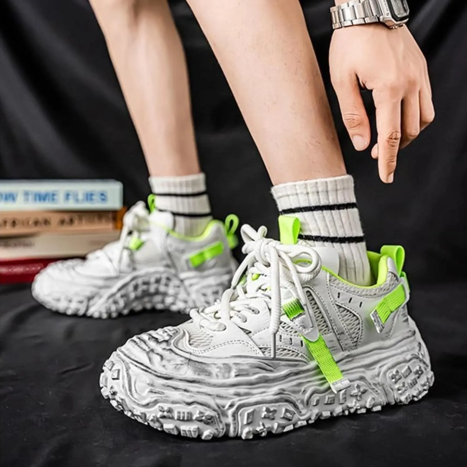 Women Chunky Platform Sneakers, Futuristic Techwear Dad Shoes, Y2K Fashion Outdoor Streetwear, Breathable Non Slip