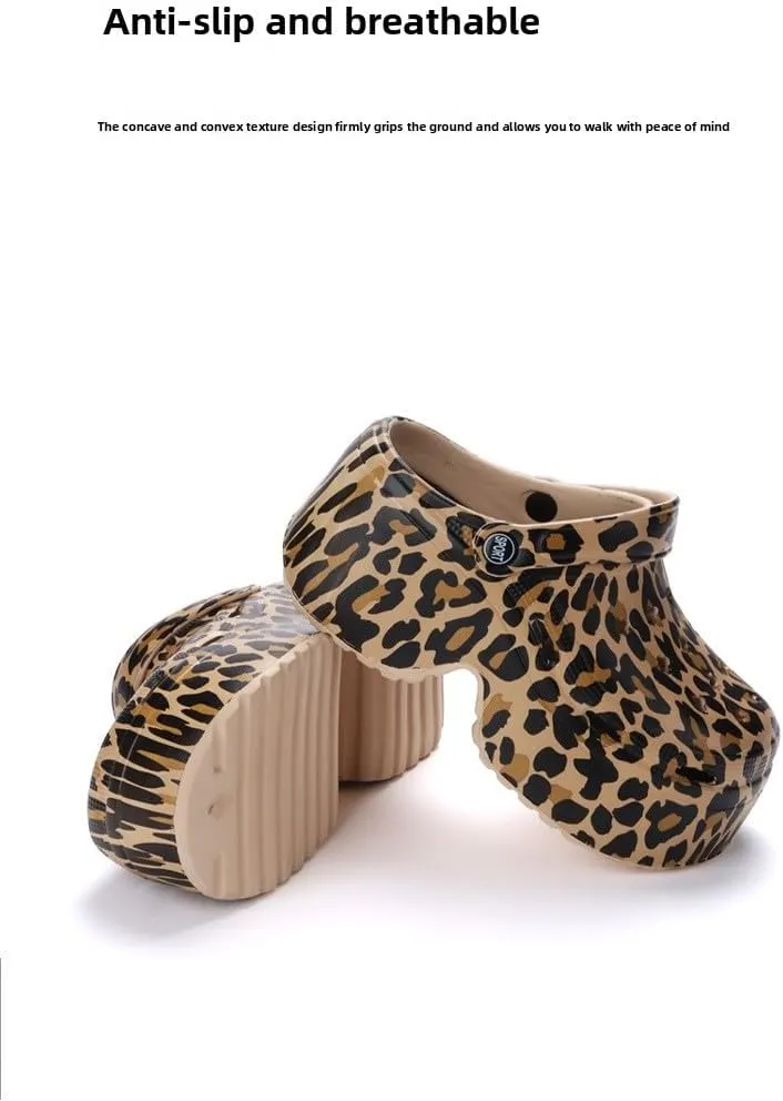 Women's 3.5" Platform Clogs | Animal Print Chunky Sandals with Cloud-Like Cushioning (Sizes 35-40, 2025 Summer Collection)