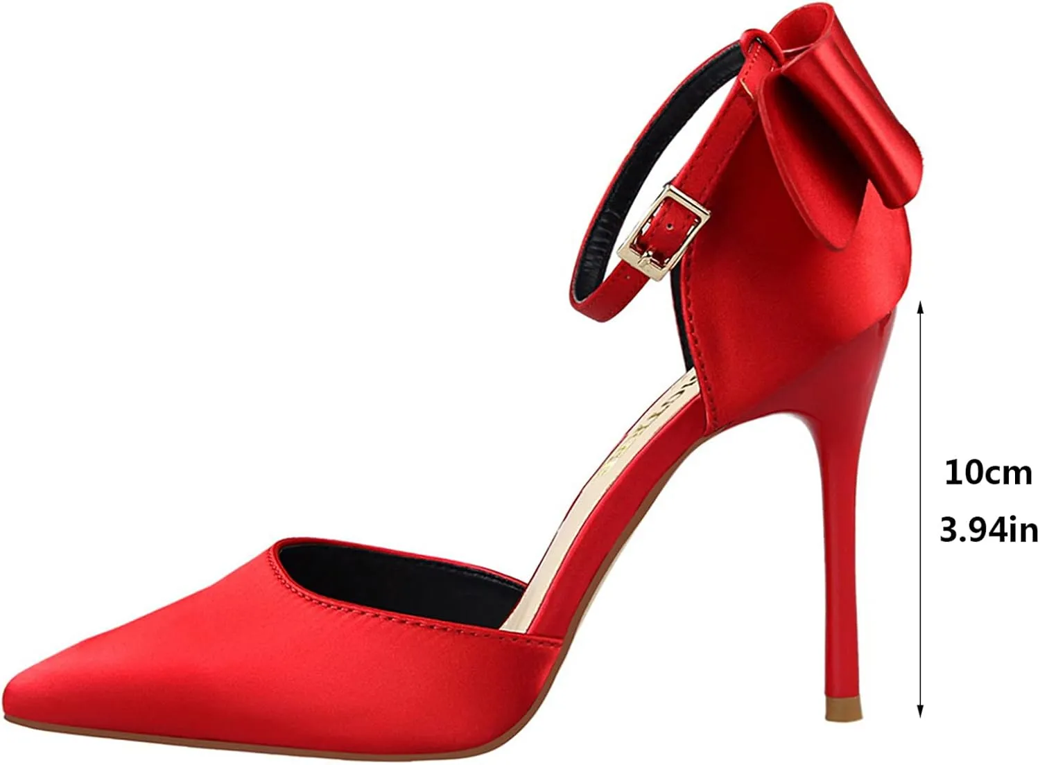 Womens High Heels Bow Back Strappy Wedding Dress Shoes Sexy Point Closed Toe Stiletto Sandals Ankle Strap D'Orsay Pumps