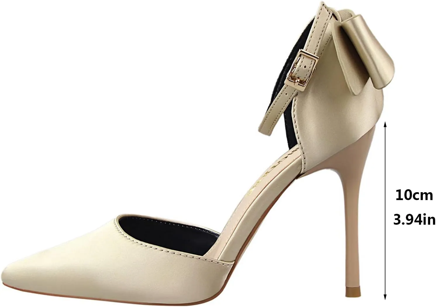 Womens High Heels Bow Back Strappy Wedding Dress Shoes Sexy Point Closed Toe Stiletto Sandals Ankle Strap D'Orsay Pumps