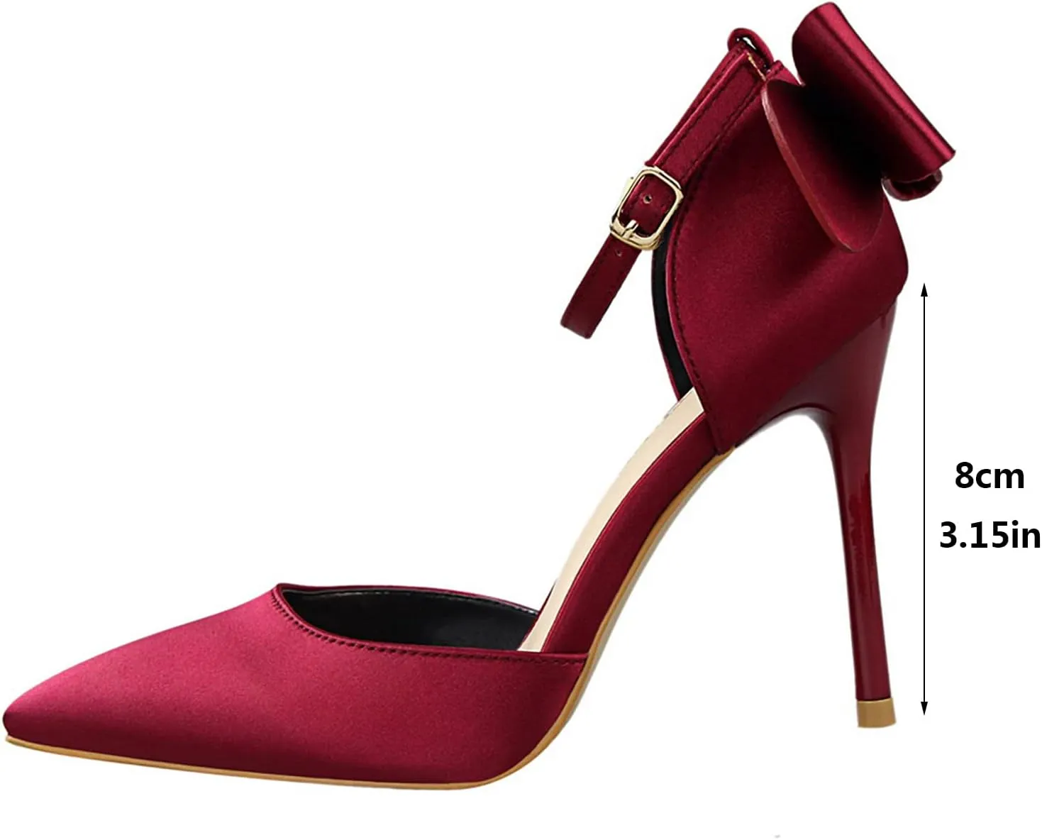 Womens High Heels Bow Back Strappy Wedding Dress Shoes Sexy Point Closed Toe Stiletto Sandals Ankle Strap D'Orsay Pumps
