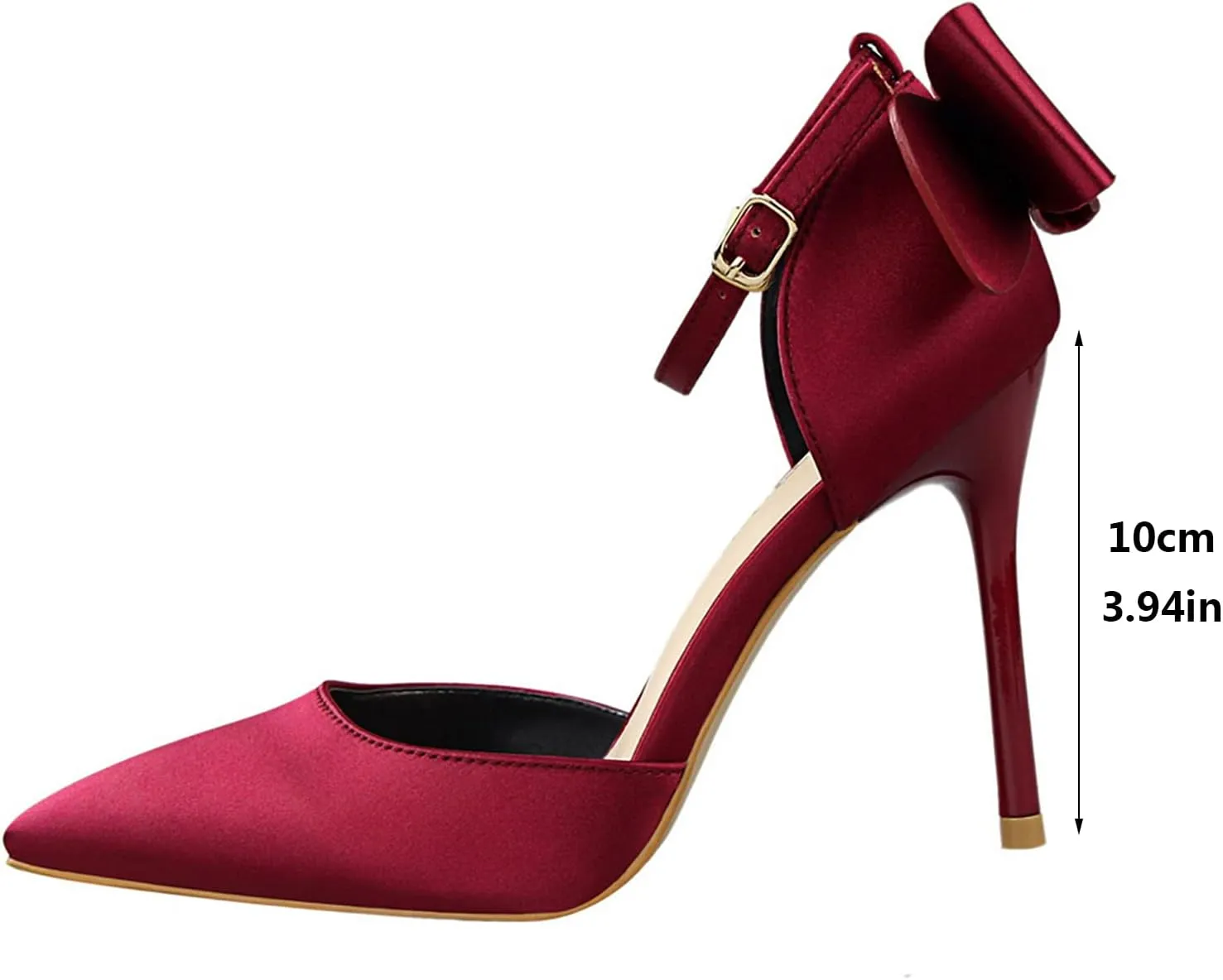 Womens High Heels Bow Back Strappy Wedding Dress Shoes Sexy Point Closed Toe Stiletto Sandals Ankle Strap D'Orsay Pumps